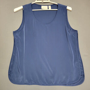Chicos Tank Top Womens 3 (XL) Blue Wide Strap Ridge Sides Soft Lightweight